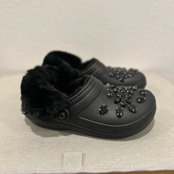Crocs Classic Lined Clog Simone Rocha Black US women's 7 size Embellished NWT - Picture 3 of 10